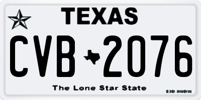 TX license plate CVB2076