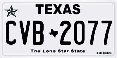 TX license plate CVB2077