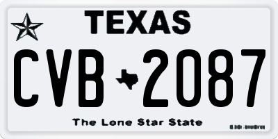 TX license plate CVB2087