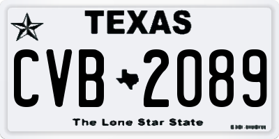 TX license plate CVB2089
