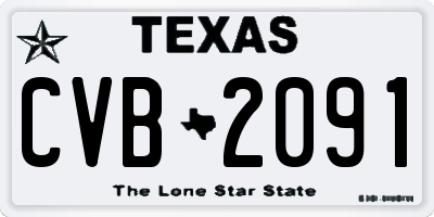 TX license plate CVB2091