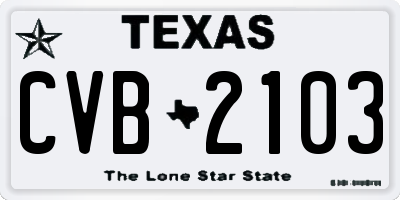 TX license plate CVB2103