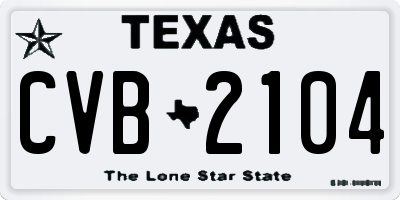TX license plate CVB2104
