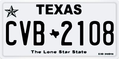 TX license plate CVB2108