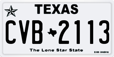 TX license plate CVB2113