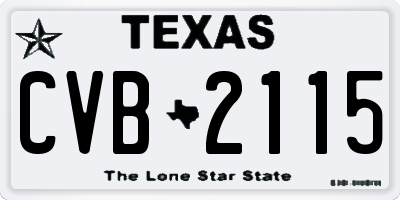 TX license plate CVB2115