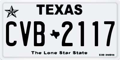 TX license plate CVB2117