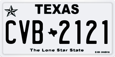 TX license plate CVB2121