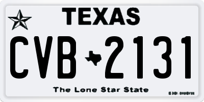 TX license plate CVB2131