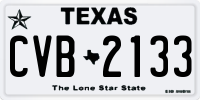 TX license plate CVB2133
