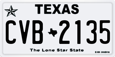 TX license plate CVB2135