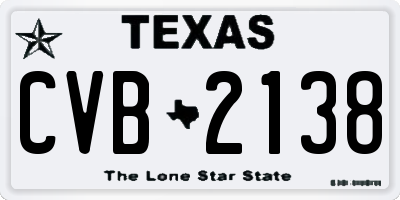 TX license plate CVB2138