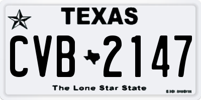 TX license plate CVB2147