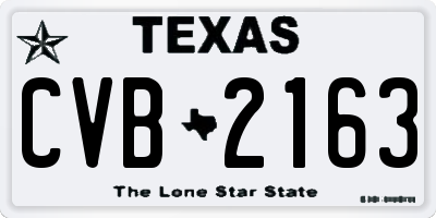 TX license plate CVB2163