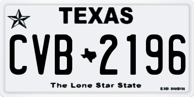 TX license plate CVB2196
