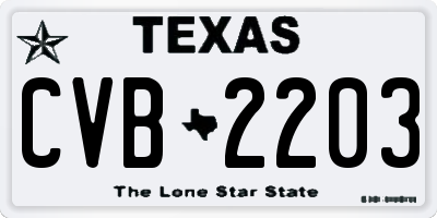 TX license plate CVB2203