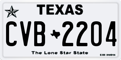 TX license plate CVB2204