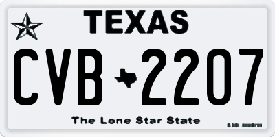 TX license plate CVB2207
