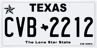 TX license plate CVB2212