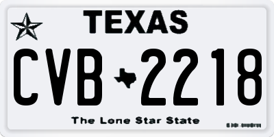 TX license plate CVB2218