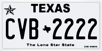 TX license plate CVB2222