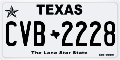 TX license plate CVB2228