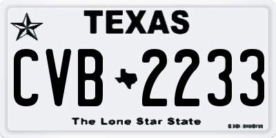 TX license plate CVB2233