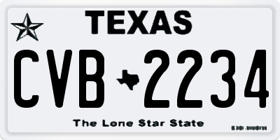 TX license plate CVB2234
