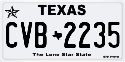 TX license plate CVB2235