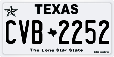 TX license plate CVB2252