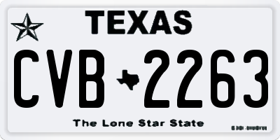 TX license plate CVB2263