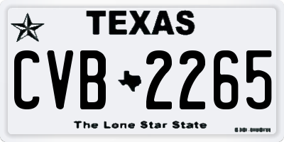 TX license plate CVB2265