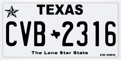 TX license plate CVB2316