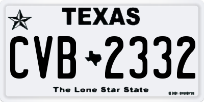 TX license plate CVB2332
