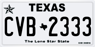 TX license plate CVB2333