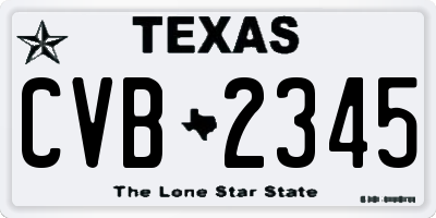 TX license plate CVB2345