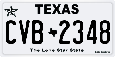 TX license plate CVB2348