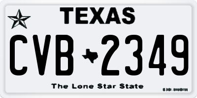 TX license plate CVB2349