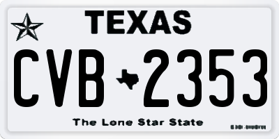 TX license plate CVB2353
