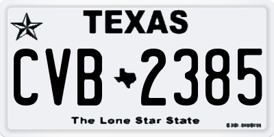 TX license plate CVB2385