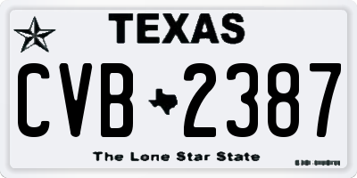 TX license plate CVB2387