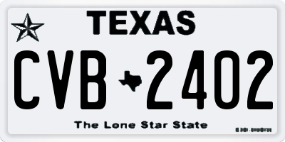 TX license plate CVB2402