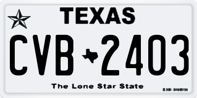 TX license plate CVB2403