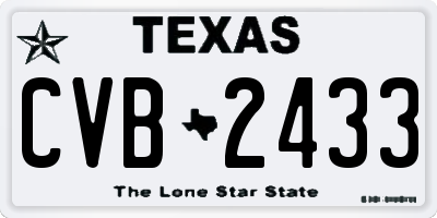 TX license plate CVB2433