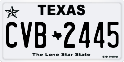 TX license plate CVB2445
