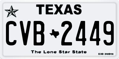 TX license plate CVB2449