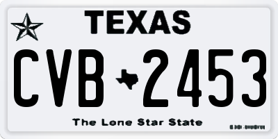 TX license plate CVB2453
