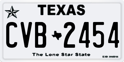 TX license plate CVB2454