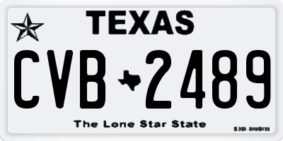 TX license plate CVB2489