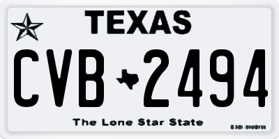 TX license plate CVB2494